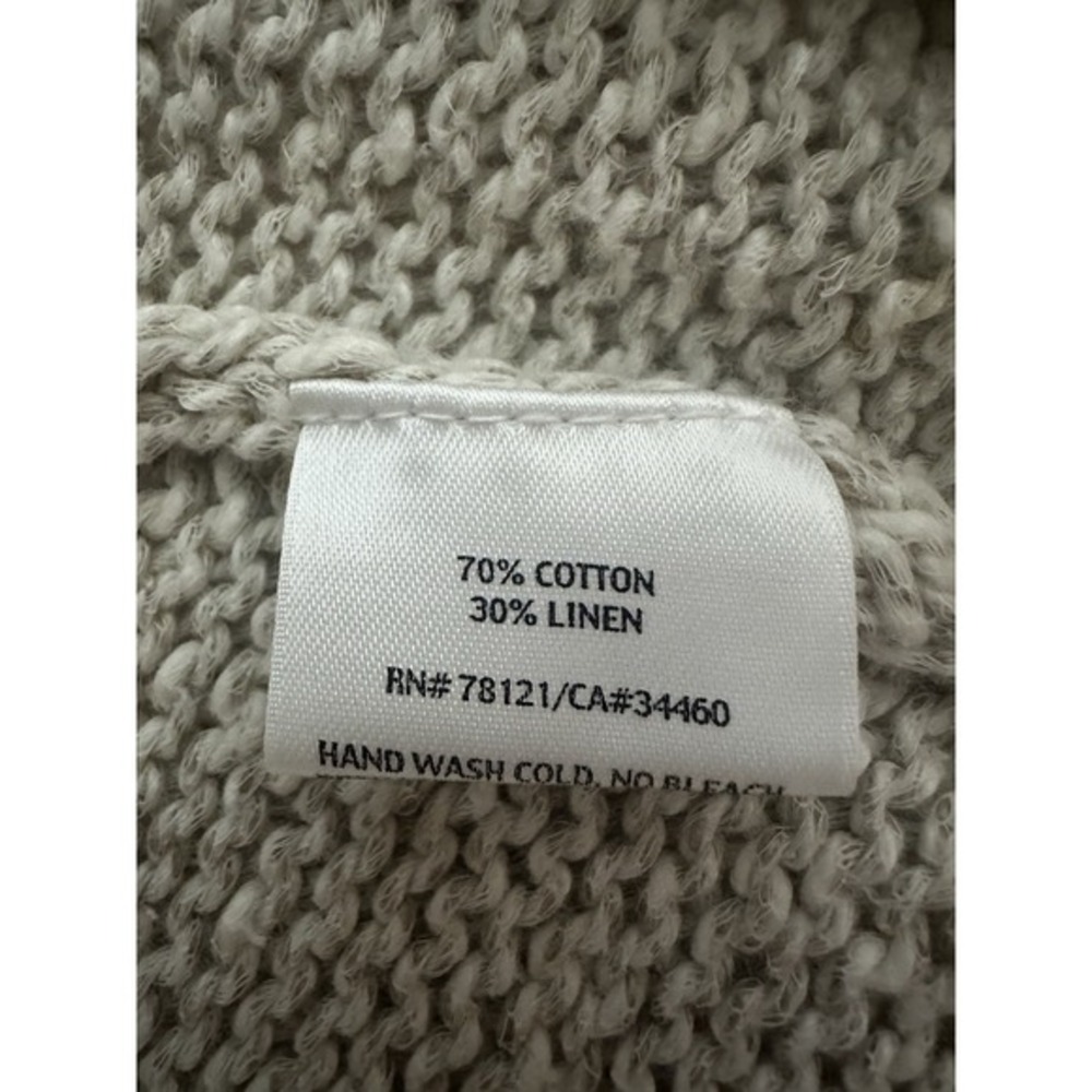 Eileen Fisher Open Cardigan Linen Blend Sz S Pointelle Collared Half Sleeve Oat - Picture 4 of 8